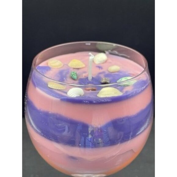 Saturn Seashell Candle Purple Pink Lavender Wine Goblet - Picture 5 of 10